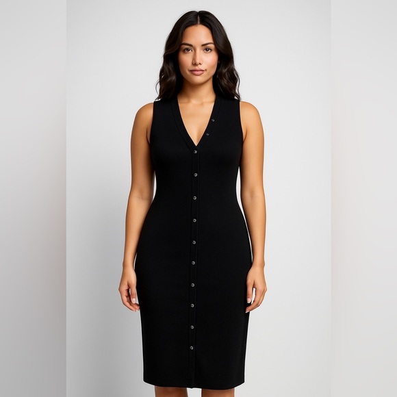 525 America Dresses & Skirts - 525 America Sleeveless Black Button Front Midi Dress Size M